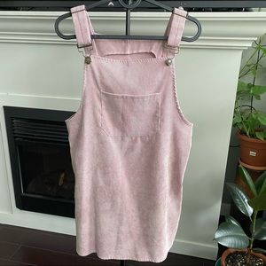 pink corduroy overall dress